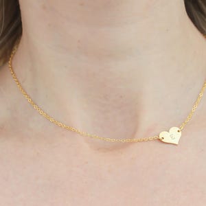 Tiny Heart Necklace Dainty Small Heart Love Initial Necklace thanksgiving Gift Minimalist Simple Delicate Everyday Birthday Silver Pendant