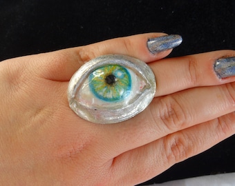 Eye Ring, realistic eye gothic ring, made to order