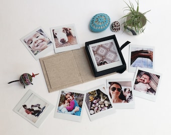 Custom printed square Instax instant square photos in handcrafted photo box | Print your instagram pics! Great personalized gift!