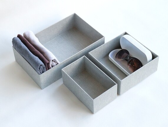 Hikidashi Box Konmari marie Kondo Organizing Boxes Handcrafted Using  Imported Gray Bookcloth -  Norway