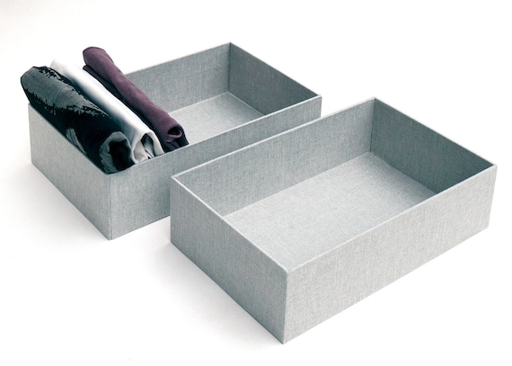 2 Hikidashi Boxes Konmari marie Kondo Style Organizing Boxes Handcrafted  Using Imported Gray Bookcloth 