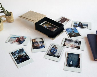 Custom printed Instax intant mini photos in handcrafted photo box | Print your cell pics! Great personalized gift!