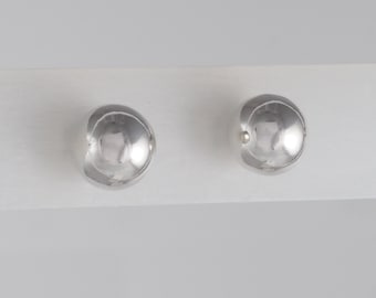 Argentium Sterling Silver Stud Earrings - Medium - Shiny Finish 1016