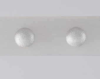 Argentium Sterling Silver button Earrings - Small Satin Finish 1014