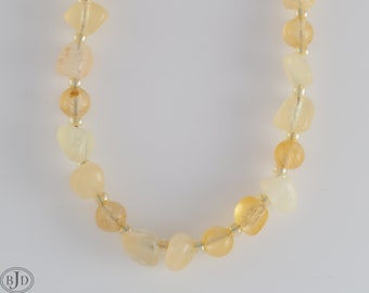 16" Yellow Honey Jade Bead & Sterling Silver Necklace with 3" Extender - 1256