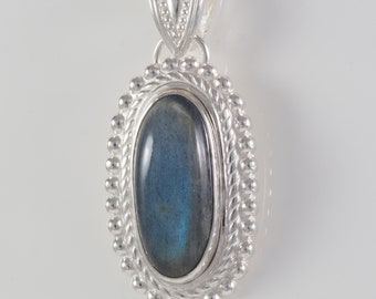 Labradorite Pendant Bezel Set in Argentium Sterling Silver - Tribute - 1184