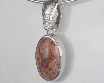 Mexican Fire Opal set in Argentium Sterling Silver Pendant Necklace - Tribute - 1203