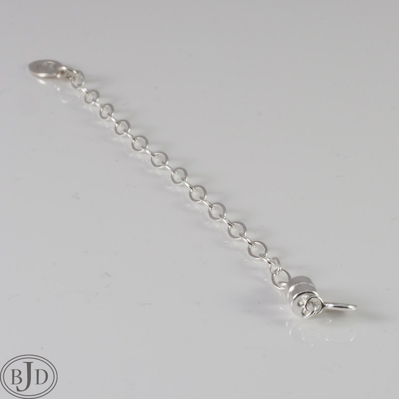 Puede incluir: Un extensor de cadena de plata con cierre de mosquet&oacute;n. El extensor mide aproximadamente 5 cm de largo.