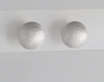 Argentium Sterling Silver Stud Earrings - Medium - Matte Finish 1015