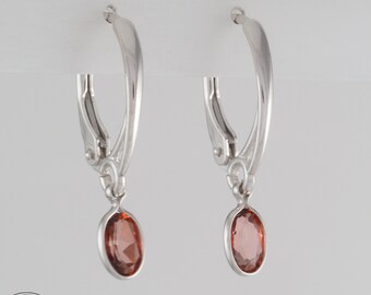 Pink Topaz Sterling Silver Leverback Earrings - 1254