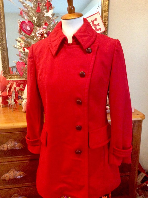 Vintage 60s Red Wool Coat + Red Peacoat + Valentin