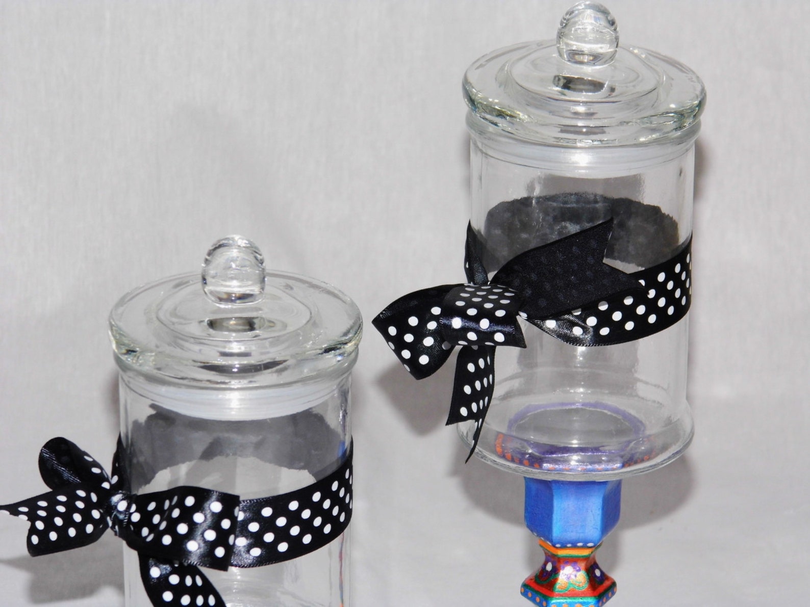 APOTHECARY JAR SET of Two Beautifully Hand Painted Etsy