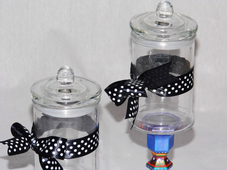 APOTHECARY JAR SET of Two Beautifully Hand Painted Etsy