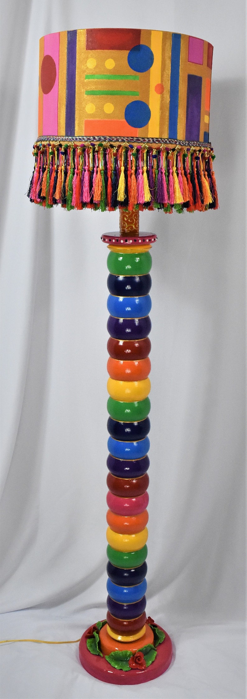 Colorful Geometric Patterned Lamp Painted Floor Lamp with Etsy