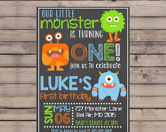 Monster Birthday Invitation / Little Monster Invite / Monster First Birthday Invite / Little Monster Invitation / Monster Birthday Invite