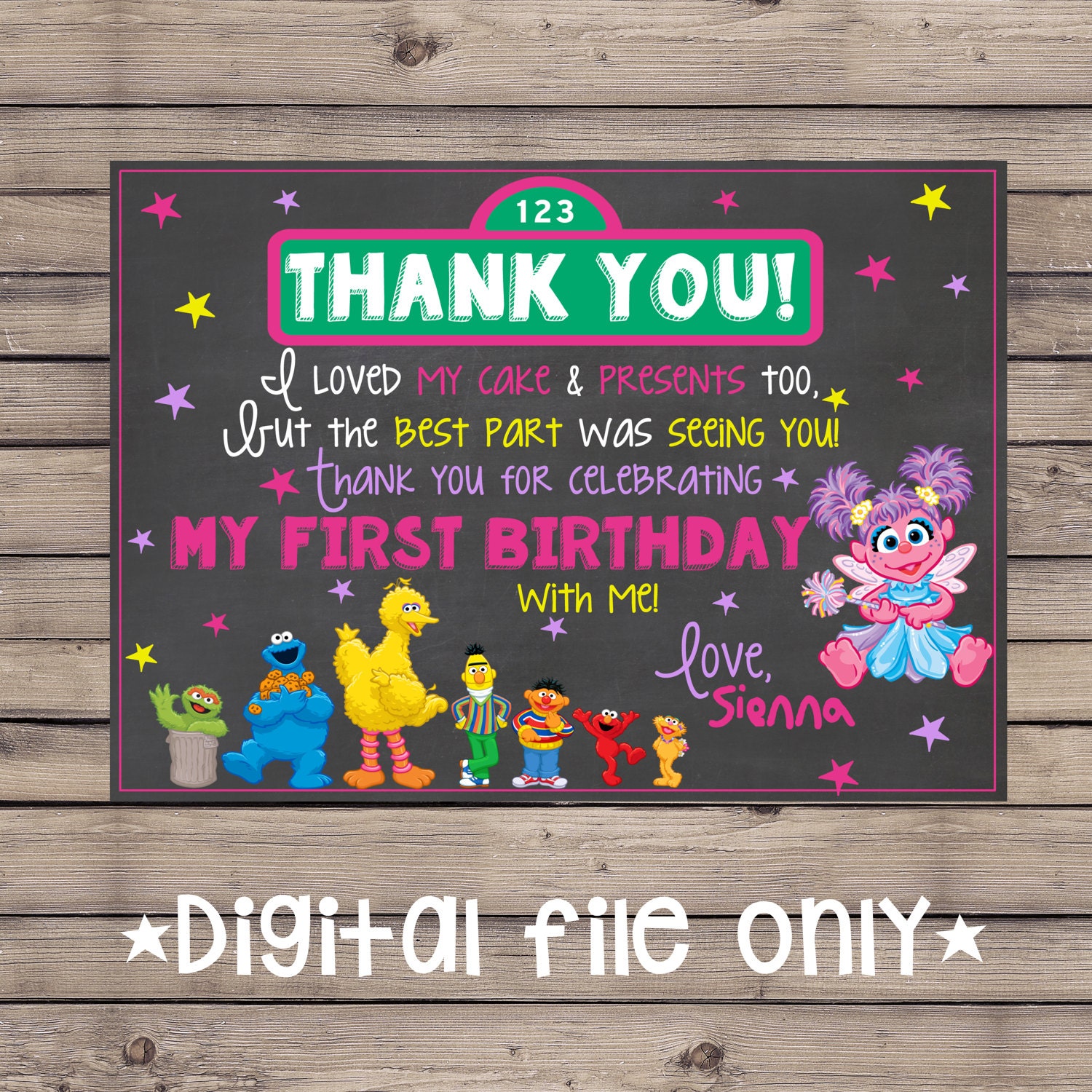 sesame street thank you card sesame street birthday thank you