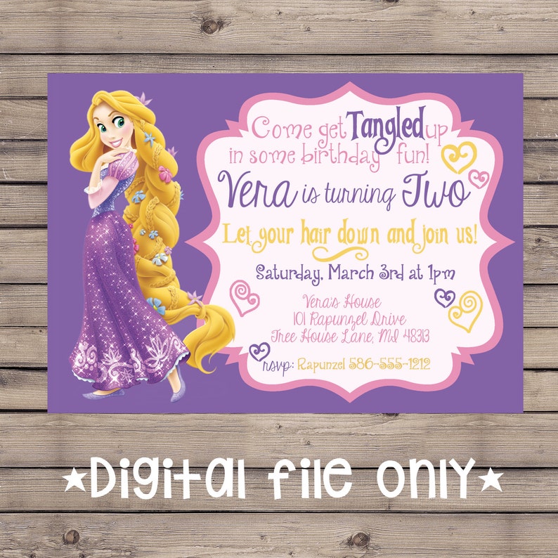 Rapunzel Birthday Invitation Tangled Birthday Invitation Etsy