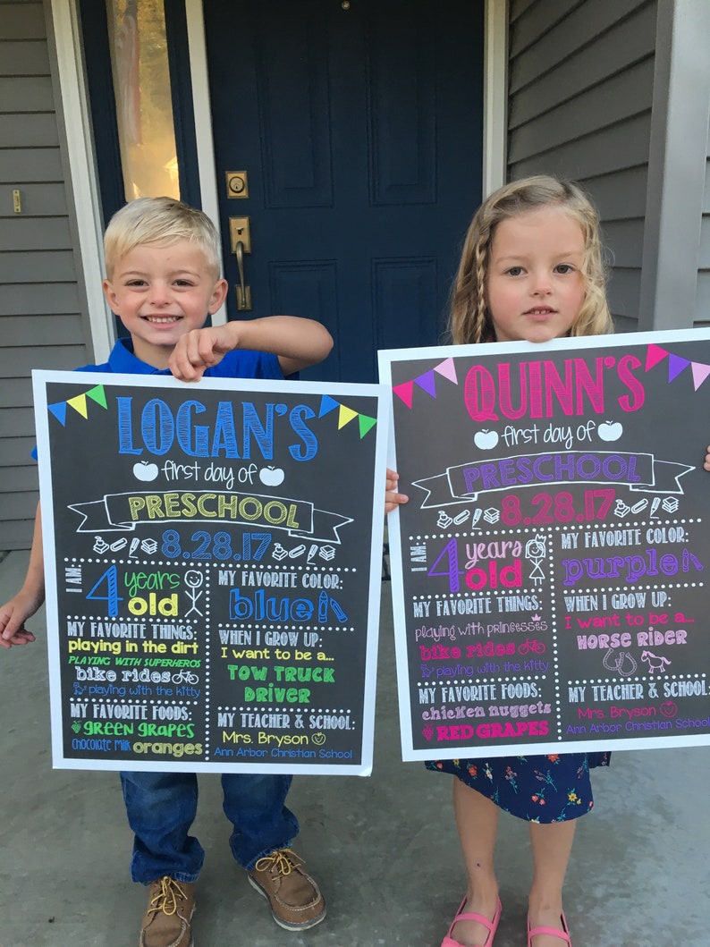 First Day of School Chalkboard / First Day Poster Chalkboard Sign / Back to School Chalkboard Sign / Printable First Day Chalkboard Sign 