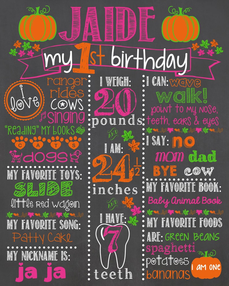 Pumpkin Patch Chalkboard First Birthday Pumpkin Chalkboard Girl First Birthday Chalkboard Sign Pumpkin Halloween ChalkboardDigital File