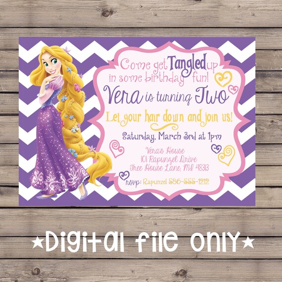 Rapunzel Birthday Invitation Tangled Birthday Invitation Etsy