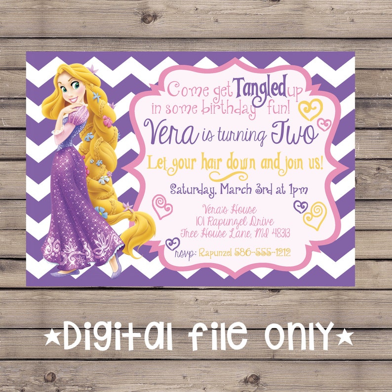 Rapunzel Birthday Invitation Tangled Birthday Invitation Etsy