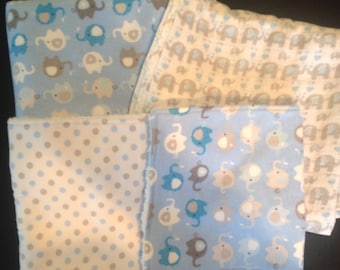 Baby Blanket Gift Set -  Blue/Grey Elephant set