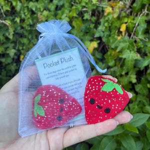 Pocket StrawberryPlush Fidget – Sensory Weighted Bean Bag Toy