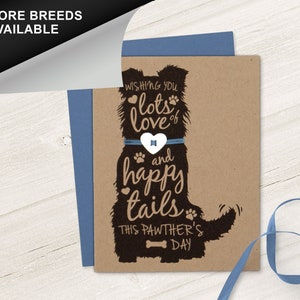 Border Collie, Dog Father’s Day Card, Pawther&#39;s Day, Dog Dad Card, Pet Lover Card, Heart Collar