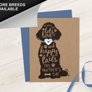 Poodle, Doodle, Dog Father’s Day Card, Pawther&#39;s Day, Dog Dad Card, Pet Lover Card, Heart Collar