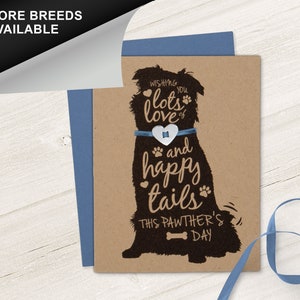 Australian Shepherd, Dog Father’s Day Card, Pawther&#39;s Day, Dog Dad Card, Pet Lover Card, Heart Collar