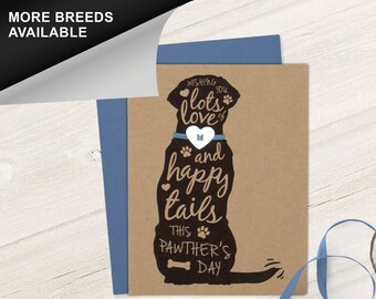Labrador Retriever, Lab, Dog Father’s Day Card, Pawther&#39;s Day, Dog Dad Card, Pet Lover Card, Heart Collar