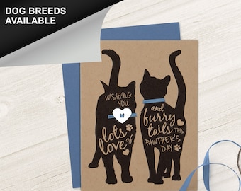 Cat Father’s Day Card, Two Cats, Pawther&#39;s Day, Cat Dad Card, Pet Lover Card, Heart Collar