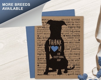 Pitbull, Dog Father’s Day Card, Pawther's Day, Dog Dad, Pet Lover, Word Cloud