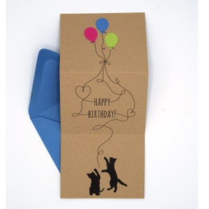 Geburtstagskarte für Katzen, Luftballons, Tierliebhaber Karte