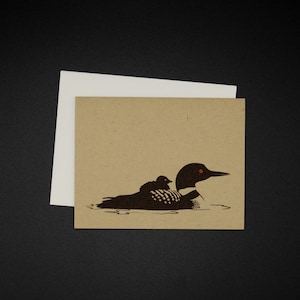 Loon Card, Mamá y Bebé Loon, Tarjeta Individual, Conjunto de 4 u 8
