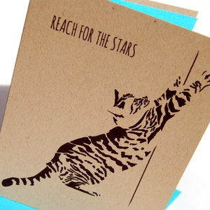 Carte de bonne chance Cat, portée pour l’étoiles, carte Chat tigré