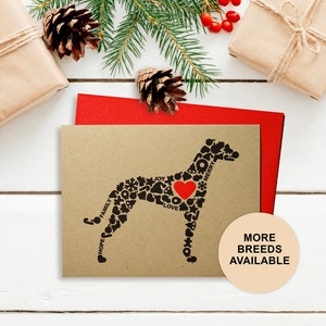 Biglietto di Natale con levriero, biglietto di auguri per le feste con cane, biglietto con icone natalizie, biglietto singolo, set da 4 o 8
