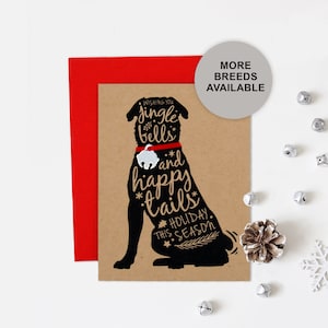 Biglietto di Natale Rottweiler, biglietto di auguri per le feste del cane, Jingle Bell, biglietto singolo, set da 4 o 8