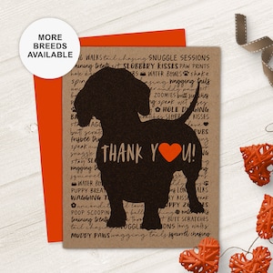 Dachshund, Tarjeta de agradecimiento, Cuidador de perros, Paseador de perros, Criador, Peluquero, Entrenador, Huésped, Veterinario, Tarjeta única, Conjunto de 4 u 8