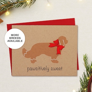 Cavalier King Charles, biglietto di Natale, biglietto di auguri per le feste del cane, biscotto di pan di zenzero, Pawsitively Sweet, biglietto singolo, set da 4 o 8