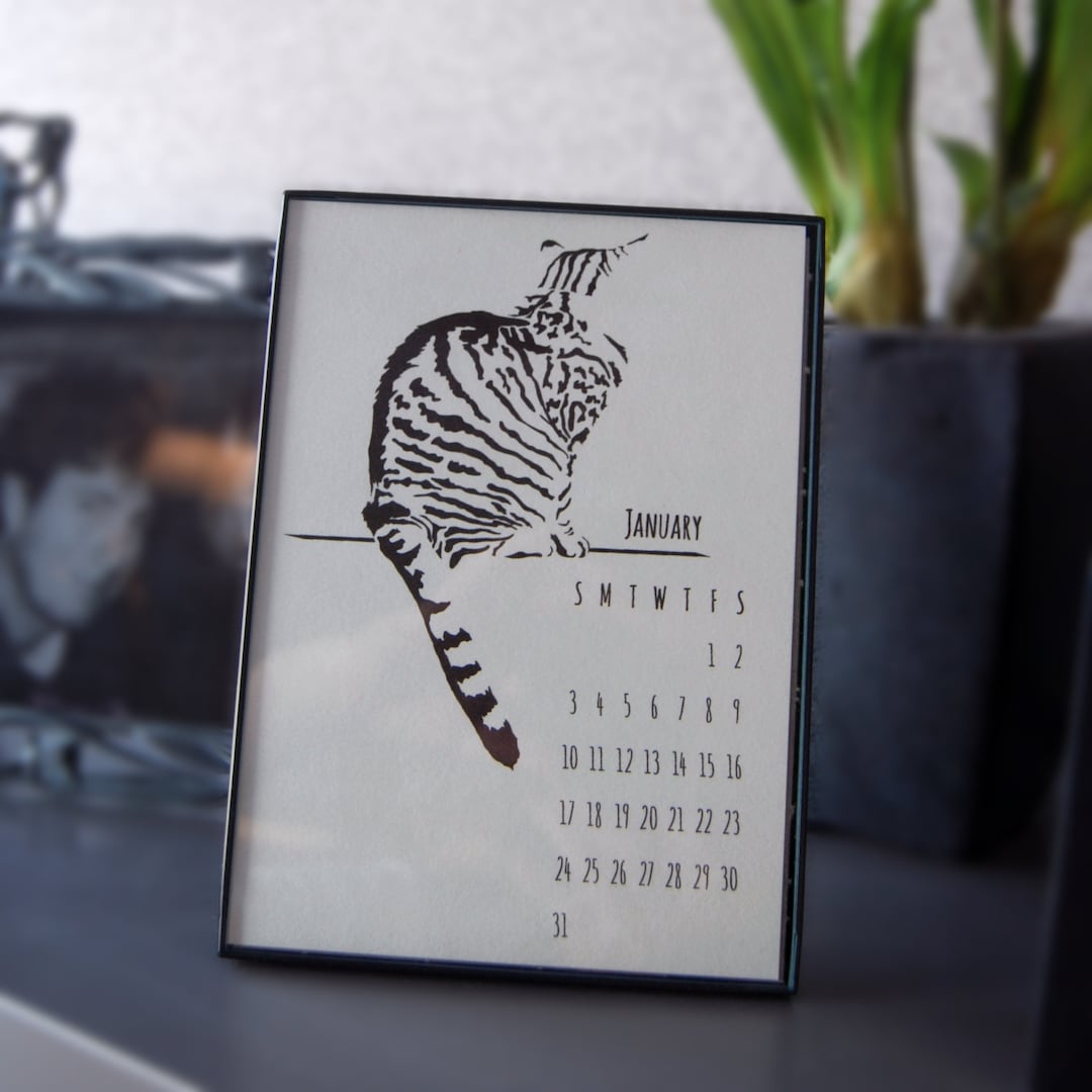 Tabby Cat Desk Calendar, 2024, Flexible Dates, 5x7, 12 Month Individual