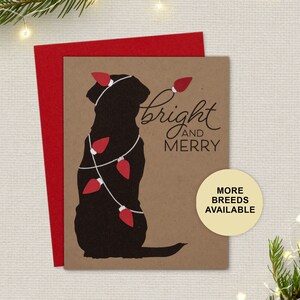 Biglietto di Natale Lab, biglietto di auguri per le feste del cane, luci, lampadine, biglietto singolo, set da 4 o 8