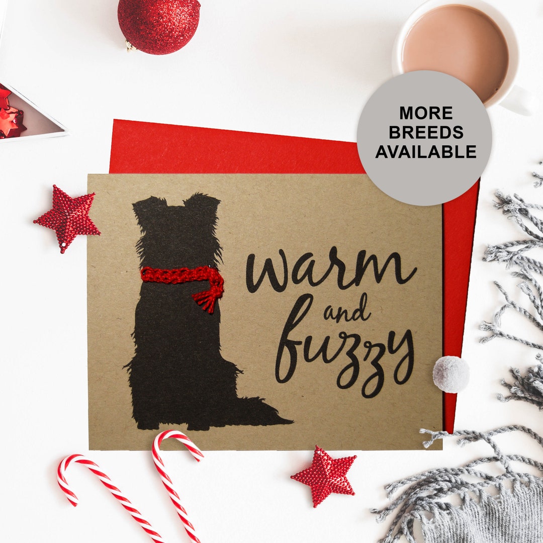 Border Collie Christmas Card, Dog Holiday Card, Hand Knit Scarf, Single ...