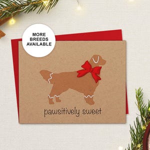 Golden Retriever, biglietto di Natale, biglietto di auguri per cani, biscotto di pan di zenzero, Pawsitively Sweet, biglietto singolo, set da 4 o 8