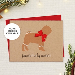 Biglietto di Natale con carlino, biglietto di auguri per le feste con cane, biscotto di pan di zenzero, Pawsitively Sweet, biglietto singolo, set da 4 o 8