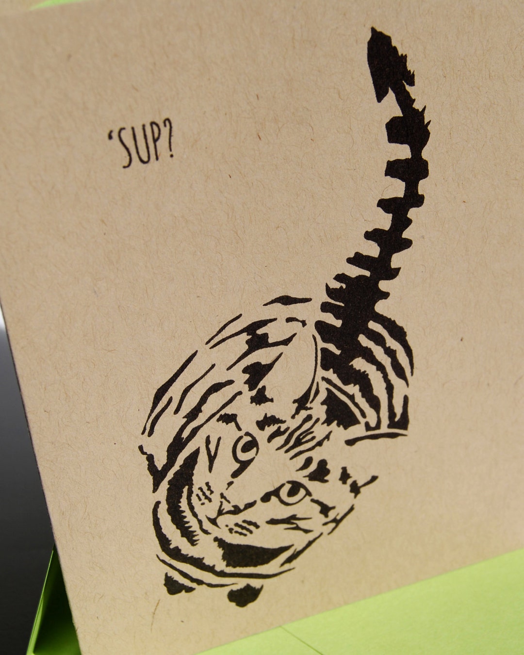 Hello Cat Card, What's up Cat Card, 'sup Cat Card, Tabby Cat Card - Etsy