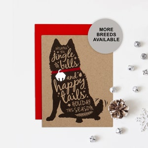 Biglietto di Natale Schipperke, biglietto di auguri per le feste con cane, Jingle Bell, biglietto singolo, set da 4 o 8
