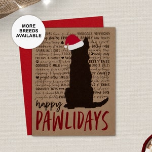Biglietto di Natale per pastore tedesco, biglietto di auguri per le feste del cane, cappello di Babbo Natale, Pawlidays, biglietto singolo, set da 4 o 8