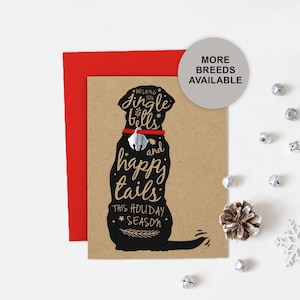 Cartão de Natal Labrador Retriever, Lab, Cartão de Natal para Cachorro, Jingle Bell, Cartão Único, Conjunto de 4 ou 8