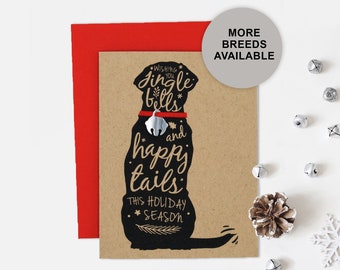 Labrador Retriever Christmas Card, Lab, Dog Holiday Card, Jingle Bell, Single Card, Set of 4 or 8